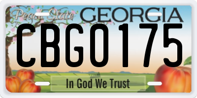 GA license plate CBG0175
