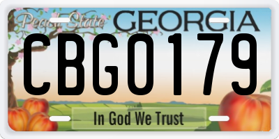 GA license plate CBG0179