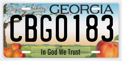 GA license plate CBG0183