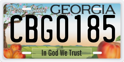 GA license plate CBG0185