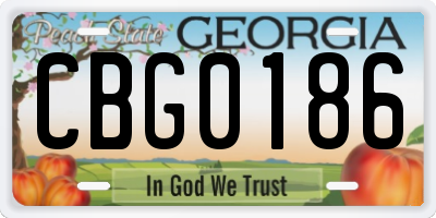 GA license plate CBG0186