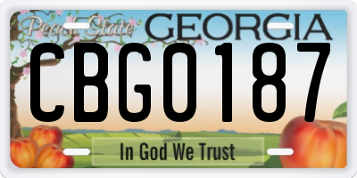 GA license plate CBG0187