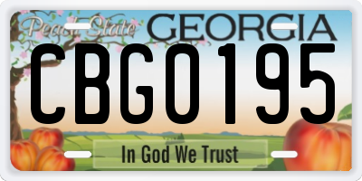 GA license plate CBG0195