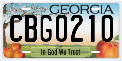 GA license plate CBG0210