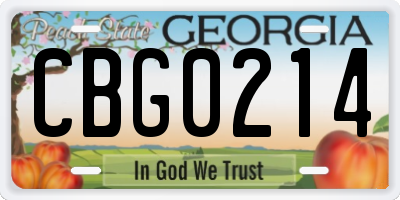 GA license plate CBG0214