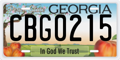 GA license plate CBG0215