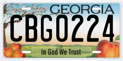 GA license plate CBG0224