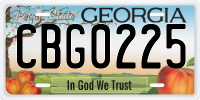 GA license plate CBG0225
