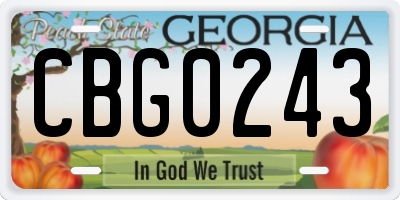 GA license plate CBG0243