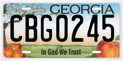 GA license plate CBG0245