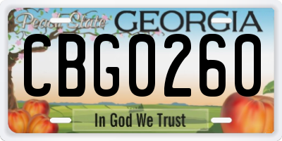GA license plate CBG0260