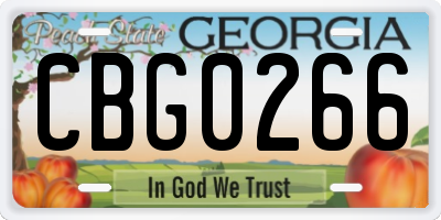 GA license plate CBG0266