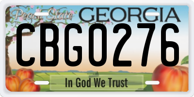GA license plate CBG0276