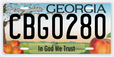 GA license plate CBG0280