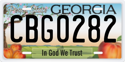 GA license plate CBG0282