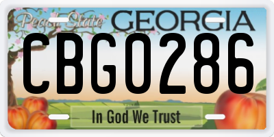 GA license plate CBG0286