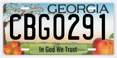 GA license plate CBG0291