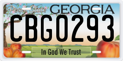 GA license plate CBG0293