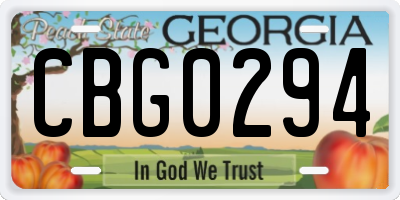 GA license plate CBG0294