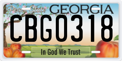 GA license plate CBG0318