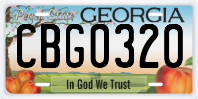 GA license plate CBG0320