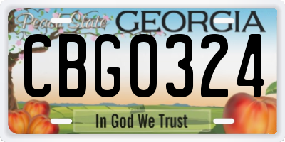 GA license plate CBG0324