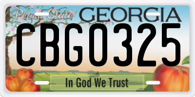GA license plate CBG0325