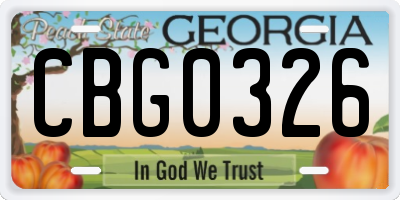 GA license plate CBG0326