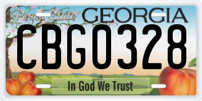 GA license plate CBG0328