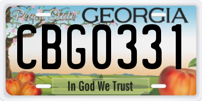 GA license plate CBG0331