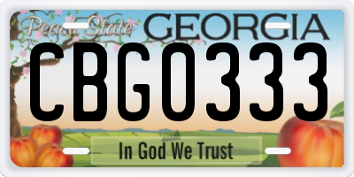 GA license plate CBG0333