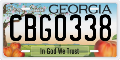 GA license plate CBG0338