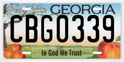 GA license plate CBG0339
