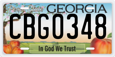 GA license plate CBG0348