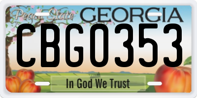 GA license plate CBG0353