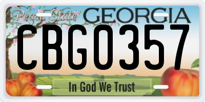 GA license plate CBG0357