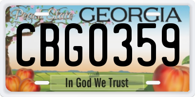 GA license plate CBG0359