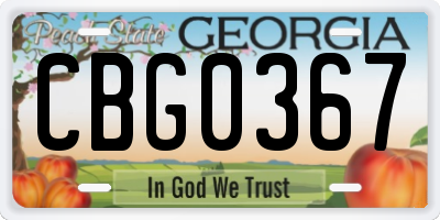 GA license plate CBG0367