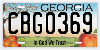 GA license plate CBG0369