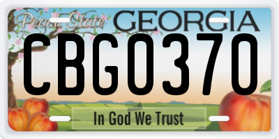GA license plate CBG0370