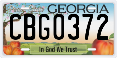 GA license plate CBG0372
