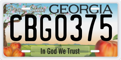 GA license plate CBG0375