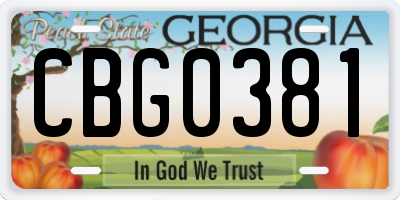 GA license plate CBG0381