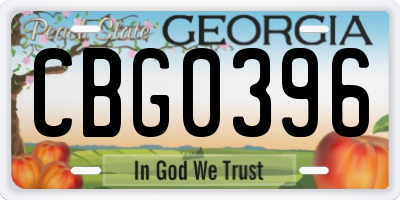 GA license plate CBG0396