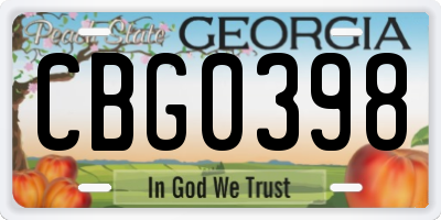 GA license plate CBG0398