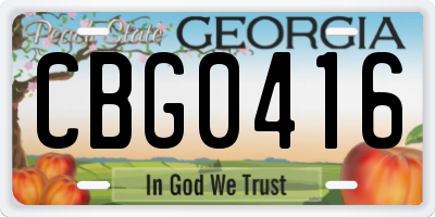 GA license plate CBG0416
