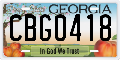 GA license plate CBG0418