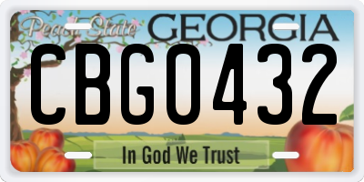 GA license plate CBG0432