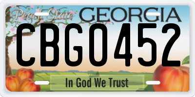 GA license plate CBG0452