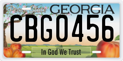 GA license plate CBG0456